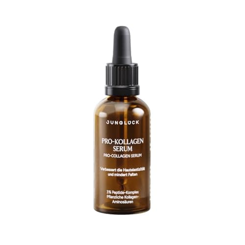 JUNGLÜCK Pro-Kollagen Serum - Vegan | Anti Alternations Gesichtsserum mit Peptide Komplextightt die Haut und mindert Fal