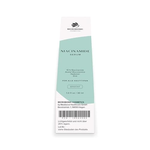 Microbionik Niacinamide Serum 10% mit Hyaluron, Aloe Vera, Zink-PCA & Ectoin für verfeinerte Poren und mildere Hyperpig