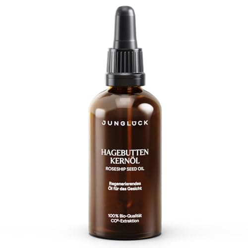 JUNGLÜCK BIO Hagebuttenkernöl - Vegan | Hagebuttenöl Kaltgepresst 100% Rein & Natürlich beruhigt Rötungen, gereizte und