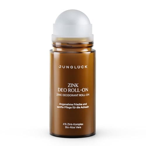 JUNGLÜCK Zink Deo Roll-On - Vegan für Empfindliche Achseln | Hemmt Geruchsbildung dank Antimikrobiellen & Geruchsabsorbe