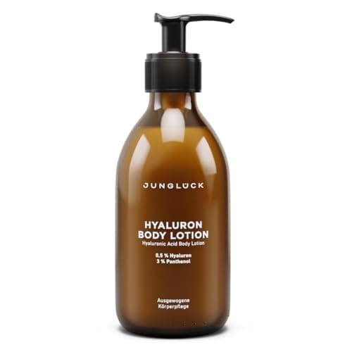 JUNGLÜCK Hyaluron Bodylotion 240ml - Vegan, Feuchtigkeitsspendend für trockene Haut - ideal nach dem Bad - lindert Trock