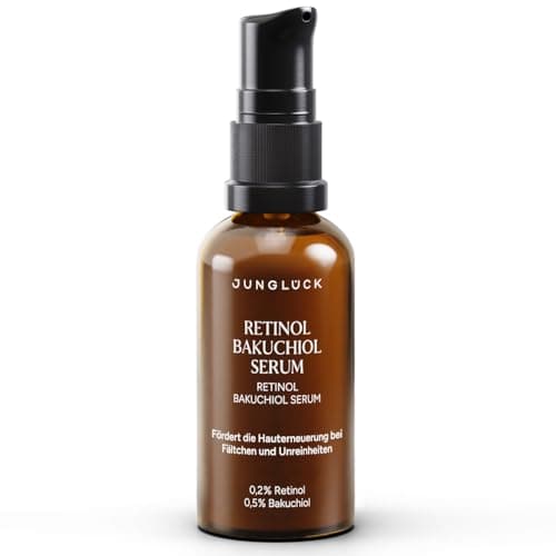 JUNGLÜCK Retinol Bakuchiol Serum - Hochwirksam für glatter Haut | Vegan & Well Aging Serum fördernde Zellerneuerung & Li