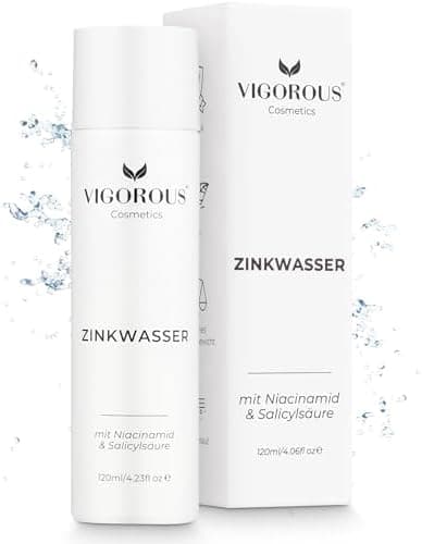 VIGOROUS® Zink Gesichtswasser 120ml anti Pickel Männer & Frauen - Salicylsäure & Niacinamide face cleanser gegen unreine