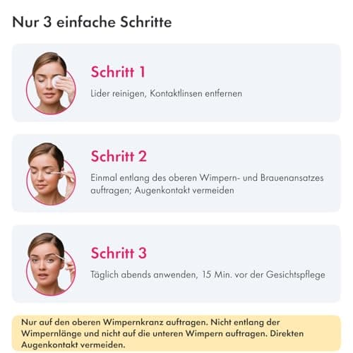 Wimpernwachstumsserum für längere dicke vollere Wimpern - natürliches Serum - 3 ml - Augenbrauenförderung