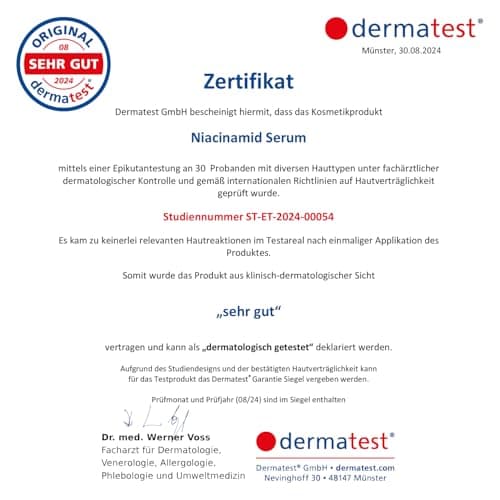 Bio Niacinamide Serum Hochdosiert für reife Haut 100ml • 10% Niacinamide + 1% Zink • Verkleinert Poren & verringert Flec