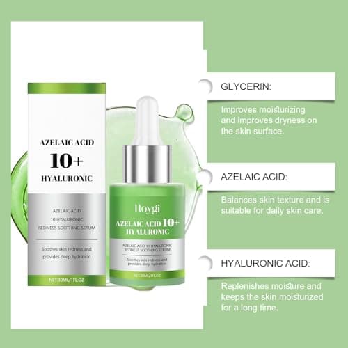 10% Azelaic Acid + Hyaluron - Beruhigendes Gesichtsserum für Reizhaftigkeit, Hautpflege und Anti-Ageing
| Azelainsäure