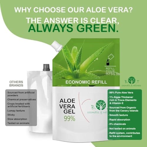 100% Reines Aloe Vera Gel für Gesicht und Körper - Feuchtigkeitscreme direkt aus Lanzarote Spanien - Trockene Haut leic