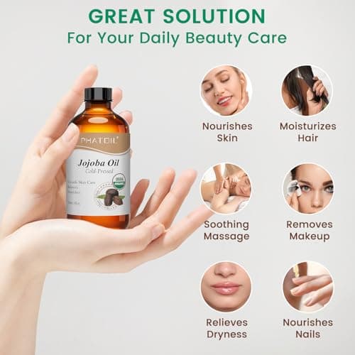 PHATOIL Bio-Kalte Druck Jojobaöl 118ML, USDA Organic Feuchtigkeitspflege für Haut und Haare, Hexanfrei,Vegan, Gesichtsöl