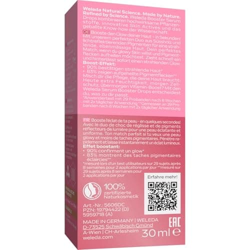 WELEDA Bio Sunkissed Bronzing Serum Drops naturkosmétique Feuchtigkeitsbooster Drops mit Yuzu - Vegan, 30ml für glatte,