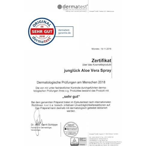 JUNGLÜCK Aloe Vera Spray 250ml - Vegan | Bio Aloe Vera - Natürliche After Sun Pflege | Kühlende Erfrischung und Feuchtig