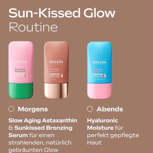 WELEDA Bio Sunkissed Bronzing Serum Drops naturkosmétique Feuchtigkeitsbooster Drops mit Yuzu - Vegan, 30ml für glatte,