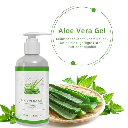 Aloe Vera Gel Bio Gesicht Creme 280ml Für Gesicht, Haare und Körper Beruhigend und Pflegend After Sun
