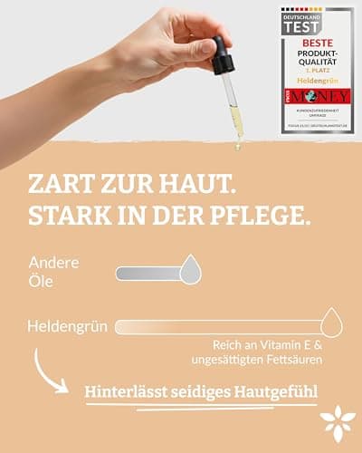 Heldengrün® BIO Jojobaöl - Sanftes Gesichtsöl & Haarepflege - Kosmetik für Gesicht, Haut & Haare COSMOS Organic von Ecoc