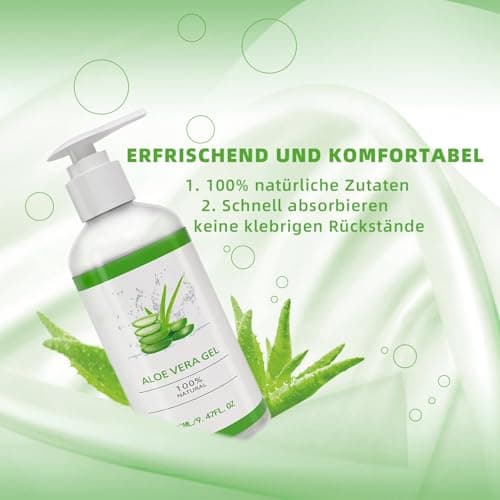 Aloe Vera Gel Bio Gesicht Creme 280ml Für Gesicht, Haare und Körper Beruhigend und Pflegend After Sun