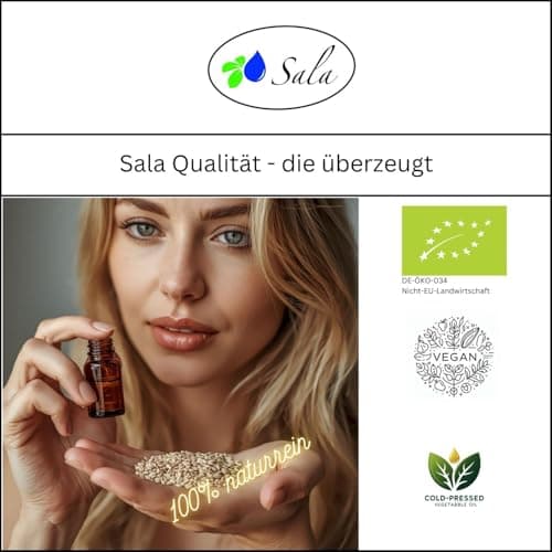 Sala Jojobaöl kaltgepresst BIO für Baby & Kind in Glasflasche 1 L EU Organic