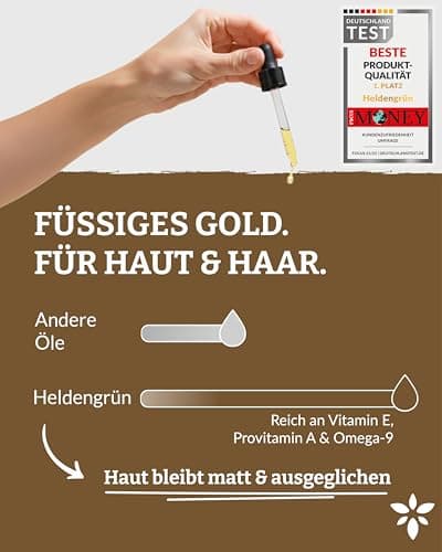 Heldengrün® BIO Jojobaöl - Sanftes Gesichtsöl & Haarepflege - Kosmetik für Gesicht, Haut & Haare COSMOS Organic von Ecoc