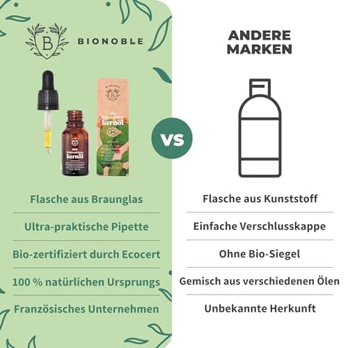 BIONOBLE Jojobaöl Bio Kaltgepresst für Sehnenpflege und Pickelregulation - Haare, Gesicht, Körper, Nägel - Hexanfrei, V
