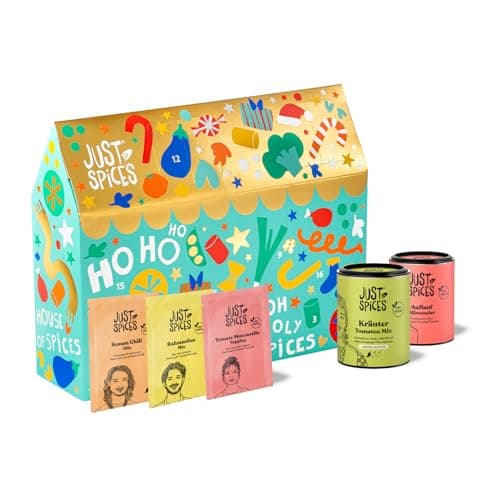 Just Spices Medium Gewürz Adventskalender 2025 - 24 leckere Gewürzmixe und Rezepte, 20 Gewürztütchen und 4 Dosen in Orig