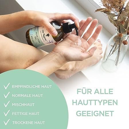 Bio Aloe Vera Gel Rein - Feuchtigkeitspflege für den Körper - Skincare Body Moisturizer 250ml - Sonnenbrandpflege - нату
