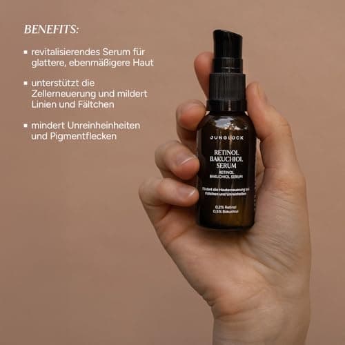 JUNGLÜCK Retinol Bakuchiol Serum - Hochwirksam für glatter Haut | Vegan & Well Aging Serum fördernde Zellerneuerung & Li