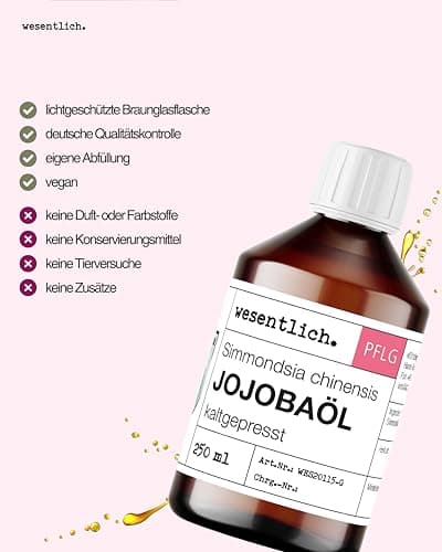 Nativ 100% Reines Jojobaöl kaltgepresst - Haut, Haare und Bart pflegen
| Nativ 100ml Jojobaöl kaltgepresst | Vegan | Ge