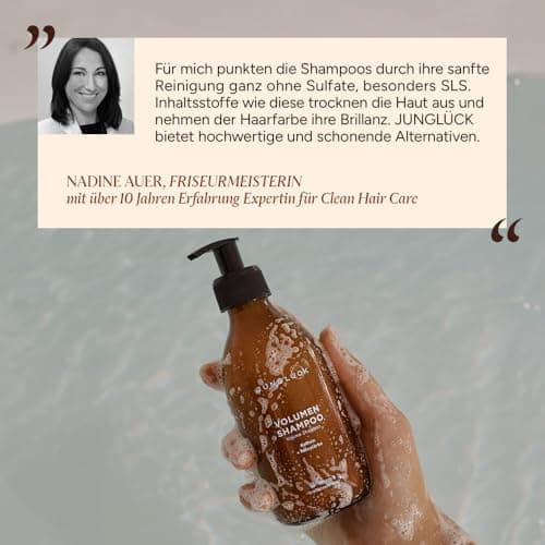 JUNGLÜCK Volumen Shampoo 250ml - Vegan, ohne Sulfate & Silikone - Reinigt und kräftigt die Haarstruktur - BIO Birkenwass