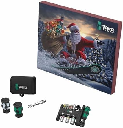Wera Adventskalender 2025 - 28-teilig mit Schraubwerkzeugen für 18 Schraubprofile
| Wera 05136610001 Adventskalender 20