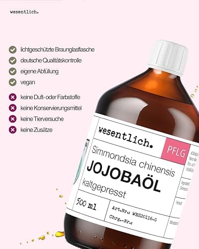 Nativ 100% Reines Jojobaöl kaltgepresst - Haut, Haare und Bart pflegen
| Nativ 100ml Jojobaöl kaltgepresst | Vegan | Ge