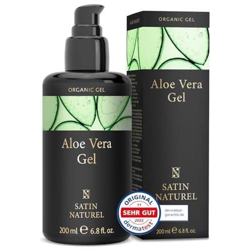 Satin Naturel Aloe Vera Gel 100% Vegan - Natürlich & Wirksam für Alle - Ideal für Sonnenbrand & nach SONNE - 200ml - Hau