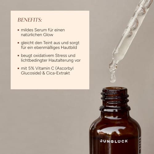 JUNGLÜCK Vitamin C Serum Gesicht Sensitiv - Anti Alterungs Serum zur Light Therapy, Lichtbedingte Alterungsprozesse stop