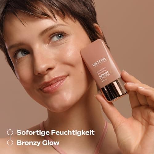 WELEDA Bio Sunkissed Bronzing Serum Drops naturkosmétique Feuchtigkeitsbooster Drops mit Yuzu - Vegan, 30ml für glatte,