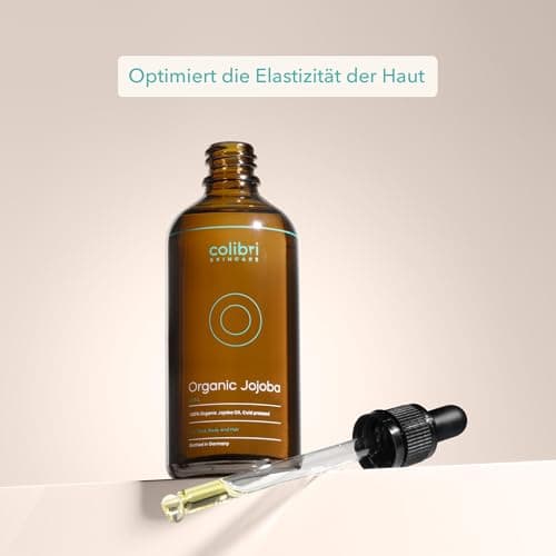 Colibri Skincare Bio Jojobaöl 100ml - Rein für Kosmetik - Gesunde Haare, weiche Haut und starke Nägel - Auch fürs Gesich