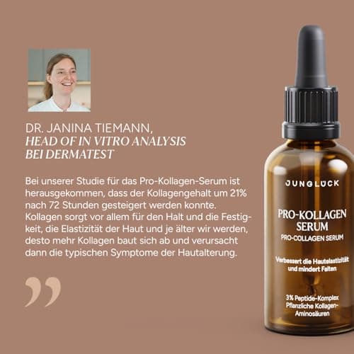 JUNGLÜCK Pro-Kollagen Serum - Vegan | Anti Alternations Gesichtsserum mit Peptide Komplextightt die Haut und mindert Fal