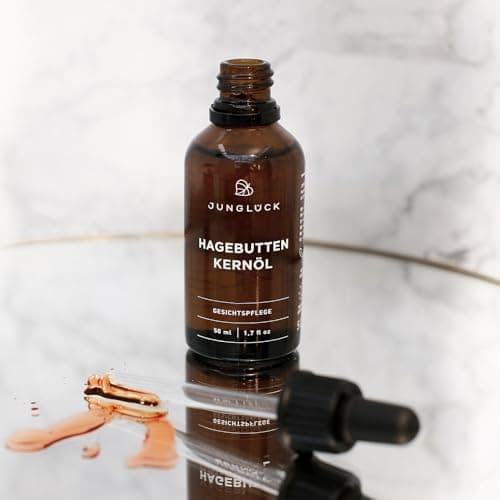 JUNGLÜCK BIO Hagebuttenkernöl - Vegan | Hagebuttenöl Kaltgepresst 100% Rein & Natürlich beruhigt Rötungen, gereizte und