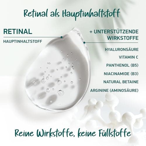 BIO Retinol Serum Hochdosiert für Faltenvernunfuss Gegen Falten mit Retinal + 7 Power Wirkstoffe