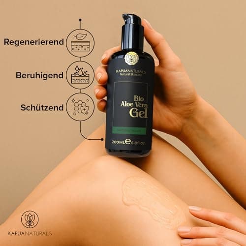 Aloe Vera Gel 100 Prozent BIO • 100 % reiner Aloe Vera Saft • Gesicht & Körper Pflege • Vegan & ohne Duftstoffe • Nach S