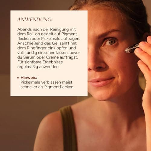 JUNGLÜCK Anti Pigmentflecken & Pickelmale Roll-On - Vegan - Speziell für reife Haut - Einfach rollen für einen strahlend