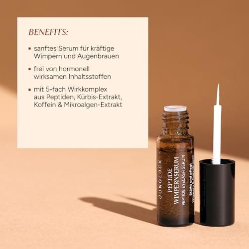 JUNGLÜCK Peptide Wimpernserum Ohne Hormone - Vegan | Für lange und dichte Wimpern | Wachstumserum mit 5-fach Wirkkomplex