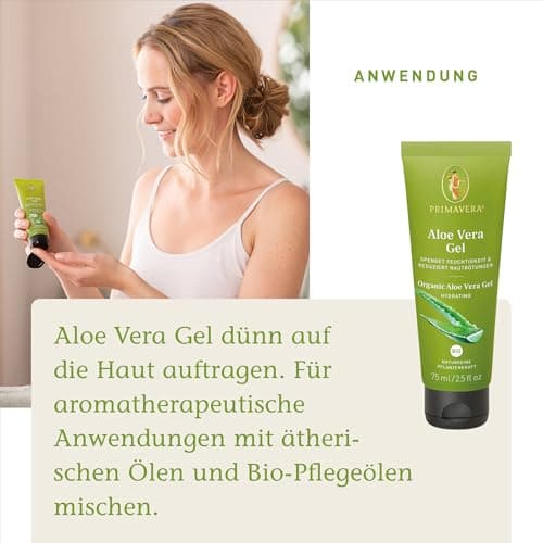 PRIMAVERA Aloe Vera Gel bio - veilich feuchtigkeitspendend - beruhigt Haut und reduziert Rötungen - vegan - 75 ml - Afte