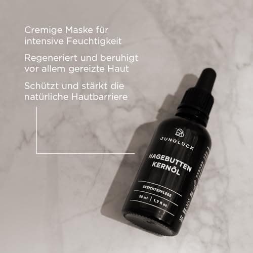 JUNGLÜCK BIO Hagebuttenkernöl - Vegan | Hagebuttenöl Kaltgepresst 100% Rein & Natürlich beruhigt Rötungen, gereizte und