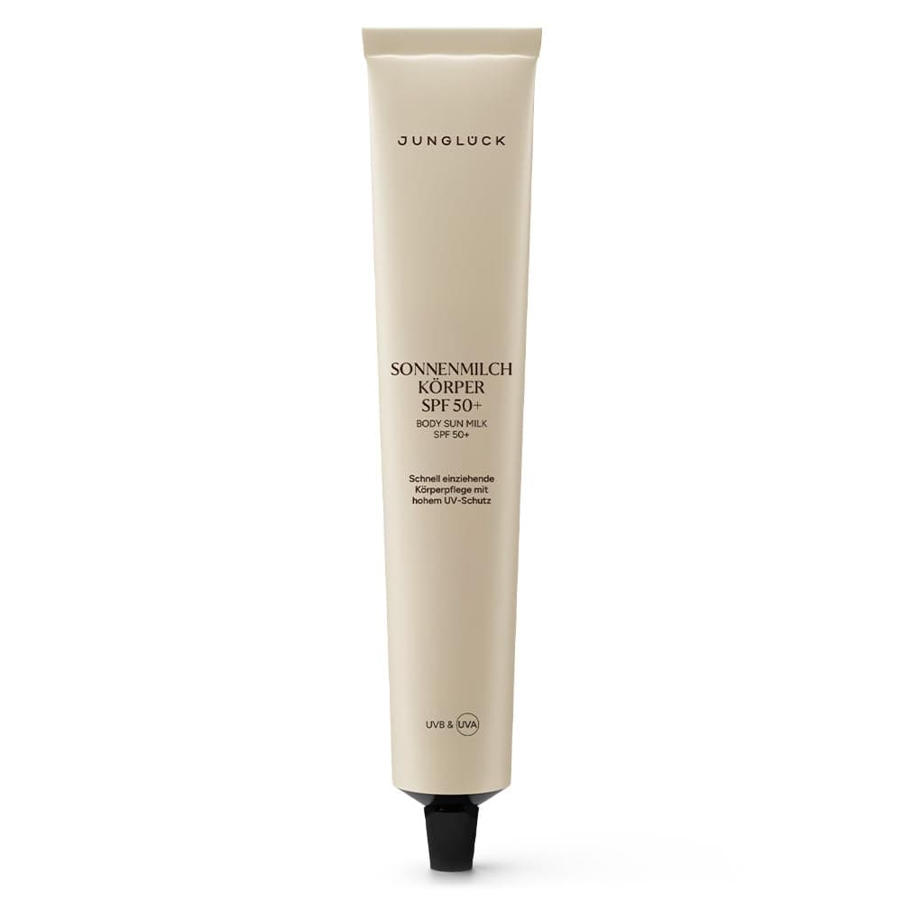 JUNGLÜCK Sonnenmilch Körper SPF 50+ | Schnell einziehend, hoher UV-Schutz, leichtes Hautgefühl - Ohne Mikroplastik, Alko