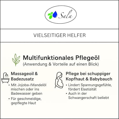 Sala Jojobaöl kaltgepresst BIO für Baby & Kind in Glasflasche 1 L EU Organic