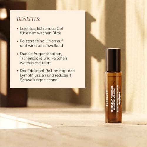 JUNGLÜCK Hyaluron Augengel Roll-On für Anti-Aging - Veganihaftung, Anti-Falten, Augenringe
| JUNGLÜCK Hyaluron Augengel