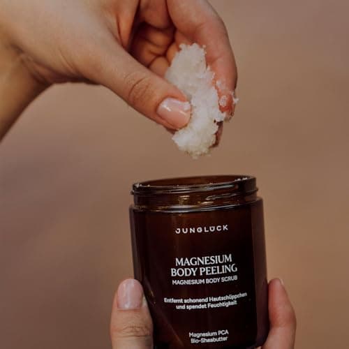 JUNGLÜCK Magnesium Body Peeling - Vegan für glattere Haut
| JUNGLÜCK Körperpeeling mit Zucker- und Magnesiumkristallen