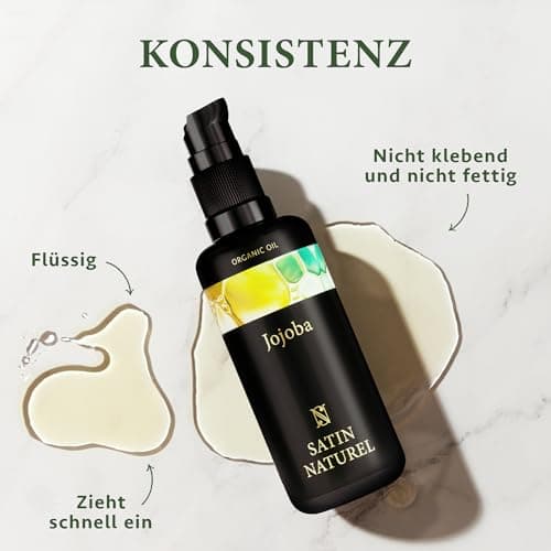 Satin Naturel Bio Jojobaöl 100ml – 100% Rein & Kaltgepresst – Gesichtsöl & Körperöl für Alle Hautarten – Vegane Naturpfl