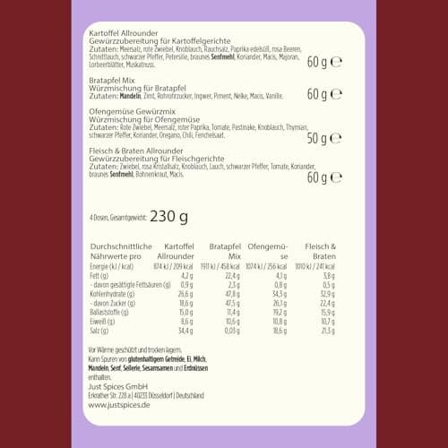 Just Spices Medium Gewürz Adventskalender 2025 - 24 leckere Gewürzmixe und Rezepte, 20 Gewürztütchen und 4 Dosen in Orig