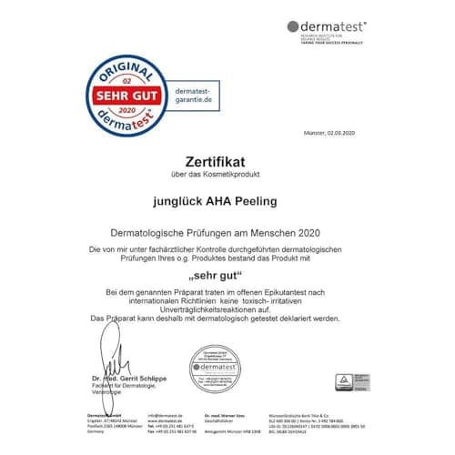 JUNGLÜCK AHA Peeling Gesicht Vegan - Nachtregen für glatte und feuchtige Haut
| JUNGLÜCK AHA Peeling Gesicht - Mildes F
