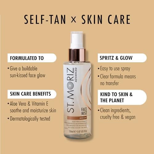 ST. MORITZ Selbstbräuner Face Mist - Für ein sanftes Bronzieren des Gesichts, ideal für tägliche Verwendung - Mit Pflanz