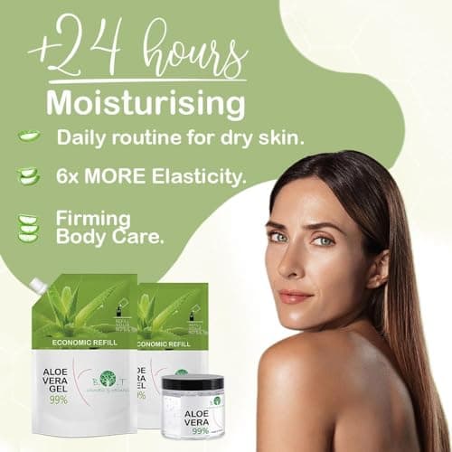 100% Reines Aloe Vera Gel für Gesicht und Körper - Feuchtigkeitscreme direkt aus Lanzarote Spanien - Trockene Haut leic