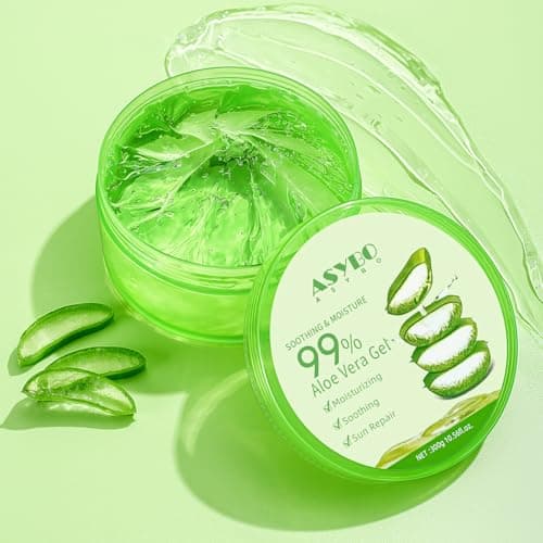 300 ML Aloe Vera Gel - 99% reine Bio-Aloe Vera Feuchtigkeitscreme für Gesicht und Körper | Sonnenbrand, trockene Haut, A